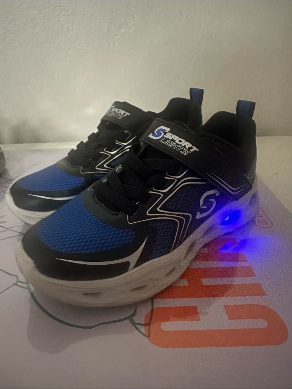 Skechers Blue and Black Light-Up Kids Sneakers